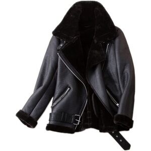 Women's Black Shearling Leather Jacket